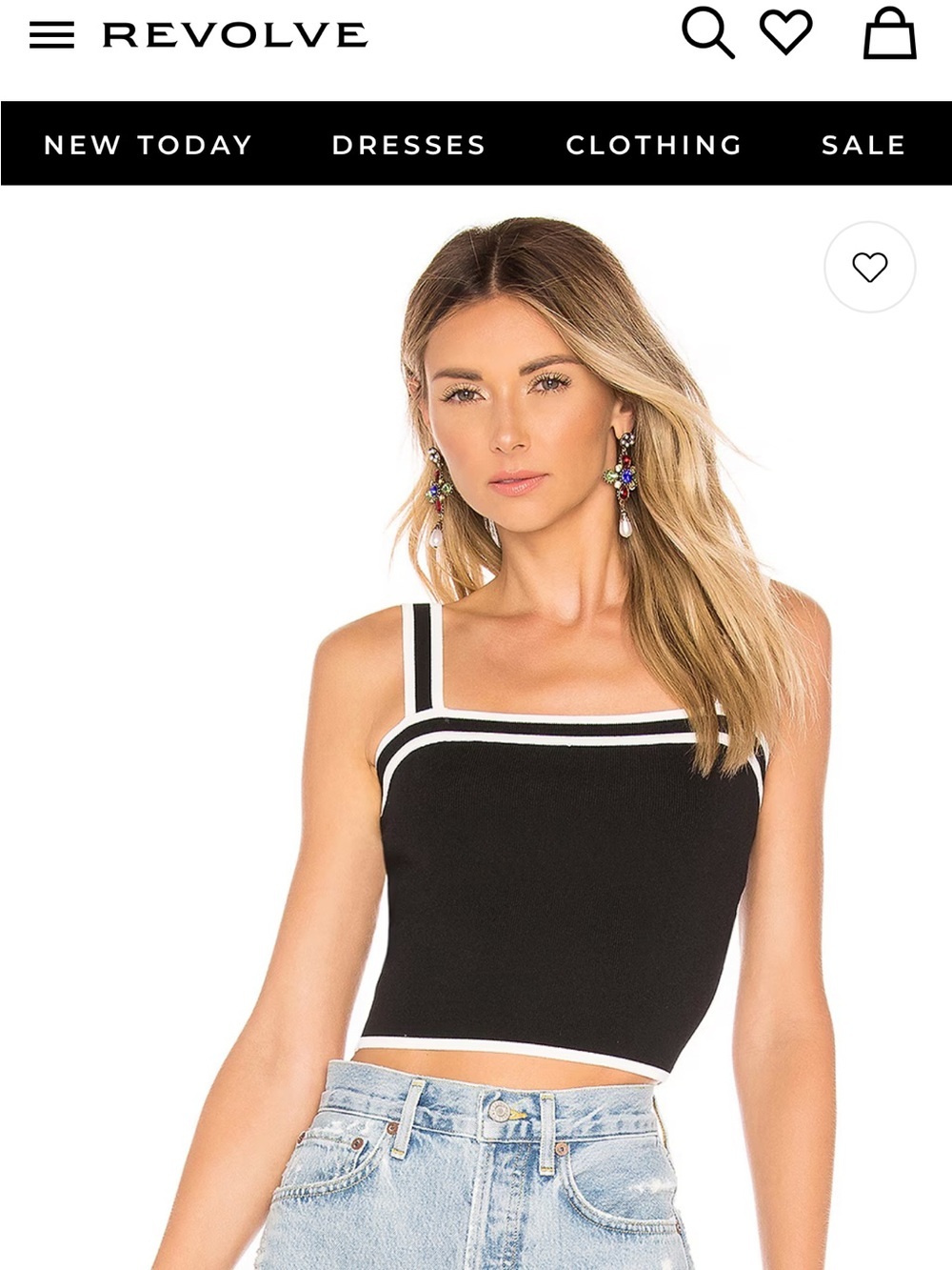 superdown Black Crop Tank with White Trim